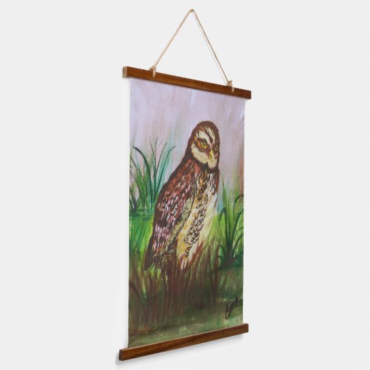 Owl in nature watercolor art hangend wandkleed (Gebogen)