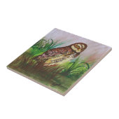Owl in nature watercolor art tegeltje (Zijkant)