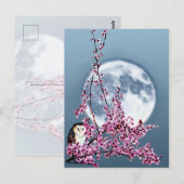 Owl in plum Tree Briefkaart (Voorkant / Achterkant)