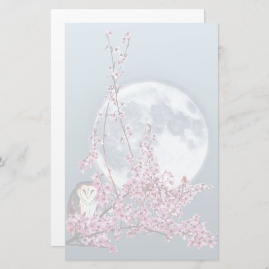 Owl in plum Tree Briefpapier (Voorkant / Achterkant)