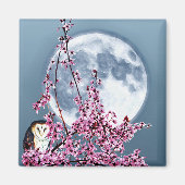 Owl in plum Tree Magneet (Voorkant)