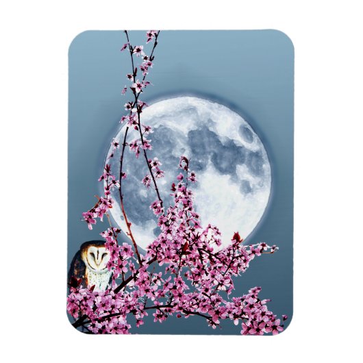 Owl in plum Tree Magneet (Verticaal)