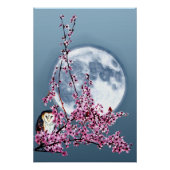 Owl in plum Tree Perfect Poster (Voorkant)