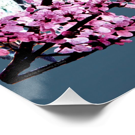 Owl in plum Tree Perfect Poster (Hoek)