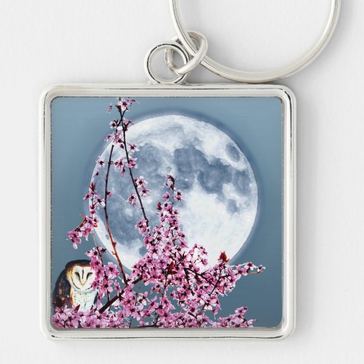 Owl in plum Tree Sleutelhanger (Voorkant)
