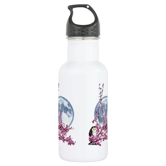 Owl in plum Tree Waterfles (Achterkant)