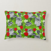 Owl in rode rozen accent kussen (Achterkant)