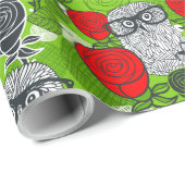 Owl in rode rozen cadeaupapier (Rol Hoek)