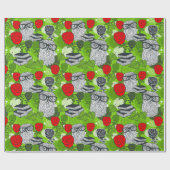 Owl in rode rozen cadeaupapier (Vlak)