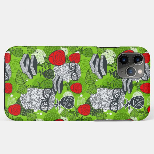 Owl in rode rozen Case-Mate iPhone case (Achterkant (horizontaal))