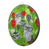 Owl in rode rozen dartbord (Voorkant Rechts)