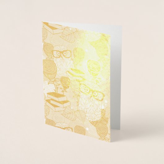 Owl in rode rozen folie kaarten (Voorkant)