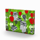 Owl in rode rozen fotoblokken (Rechts)