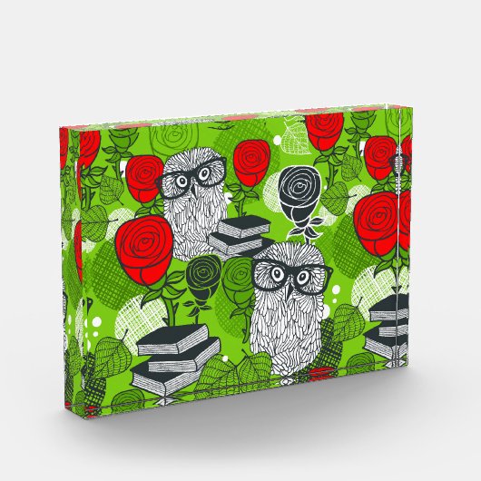 Owl in rode rozen fotoblokken (Links)