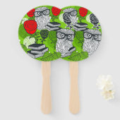 Owl in rode rozen handwaaier (Voorkant en achterkant)