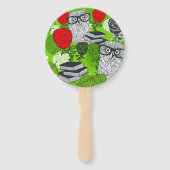 Owl in rode rozen handwaaier (Voorkant)