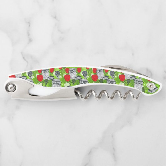 Owl in rode rozen kurkentrekker (Voorkant)