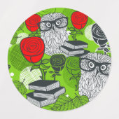 Owl in rode rozen labels (Design 1)