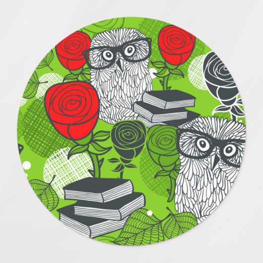 Owl in rode rozen labels (Design 1)