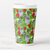 Owl in rode rozen latte mok (Voorkant)