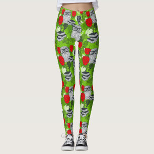Owl in rode rozen leggings