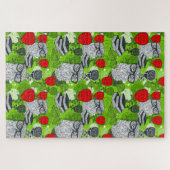 Owl in rode rozen legpuzzel (Horizontaal)