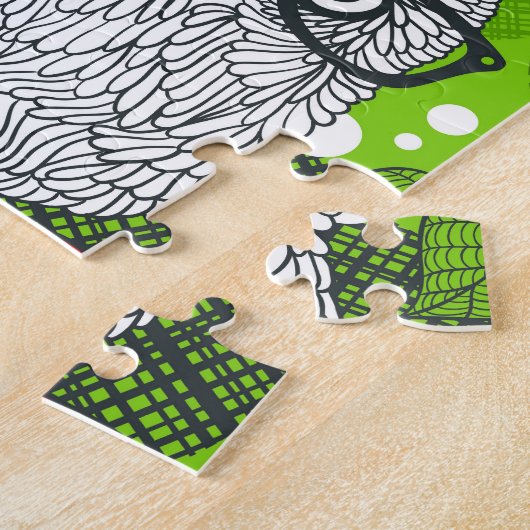 Owl in rode rozen legpuzzel (Zijkant)