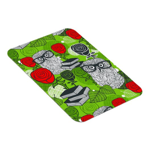 Owl in rode rozen magneet (Rechterzijde)