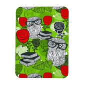 Owl in rode rozen magneet (Verticaal)
