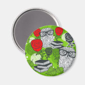 Owl in rode rozen magneet (Voorkant / Achterkant)