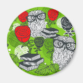 Owl in rode rozen magneet (Voorkant)