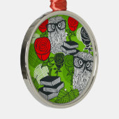 Owl in rode rozen metalen ornament (Rechts)