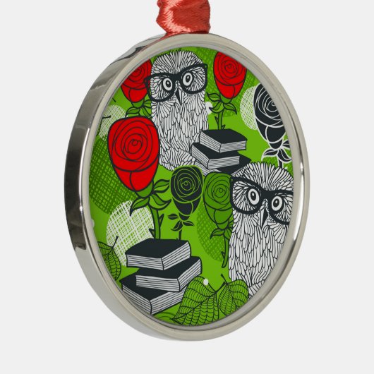 Owl in rode rozen metalen ornament (Rechts)