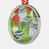 Owl in rode rozen metalen ornament (Links)