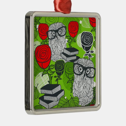 Owl in rode rozen metalen ornament (Rechts)