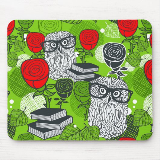 Owl in rode rozen muismat (Voorkant)