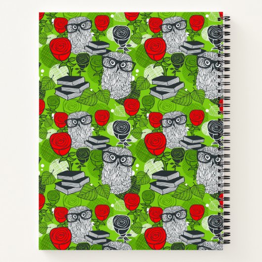 Owl in rode rozen notitieboek (Achterkant)