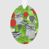 Owl in rode rozen ornament (achterkant)