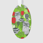 Owl in rode rozen ornament (voorkant)