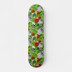 Owl in rode rozen persoonlijk skateboard