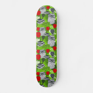 Owl in rode rozen persoonlijk skateboard