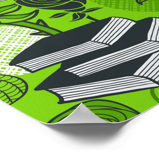 Owl in rode rozen poster (Hoek)