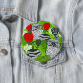 Owl in rode rozen ronde button 4,0 cm (In situ)