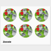 Owl in rode rozen ronde sticker (Vel)