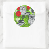 Owl in rode rozen ronde sticker (Tas)
