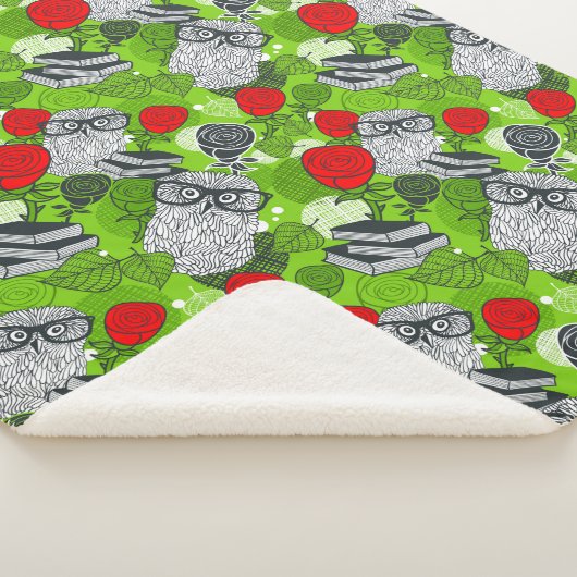 Owl in rode rozen sherpa deken (3/4)