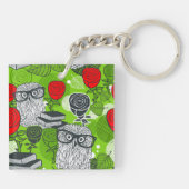 Owl in rode rozen sleutelhanger (Achterkant)