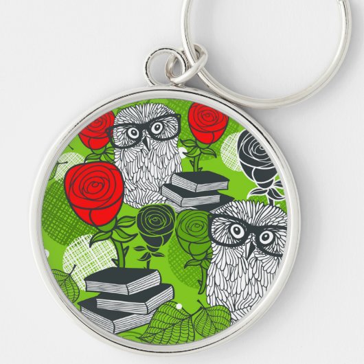 Owl in rode rozen sleutelhanger (Voorkant)