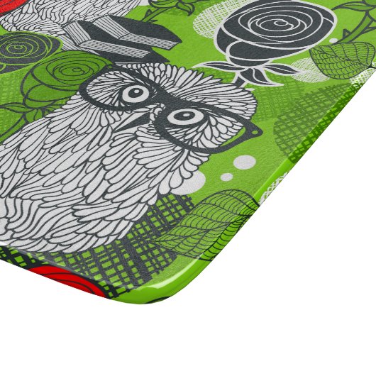 Owl in rode rozen snijplank (Hoek)