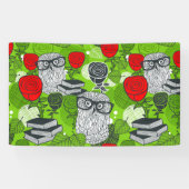 Owl in rode rozen spandoek (Horizontaal)